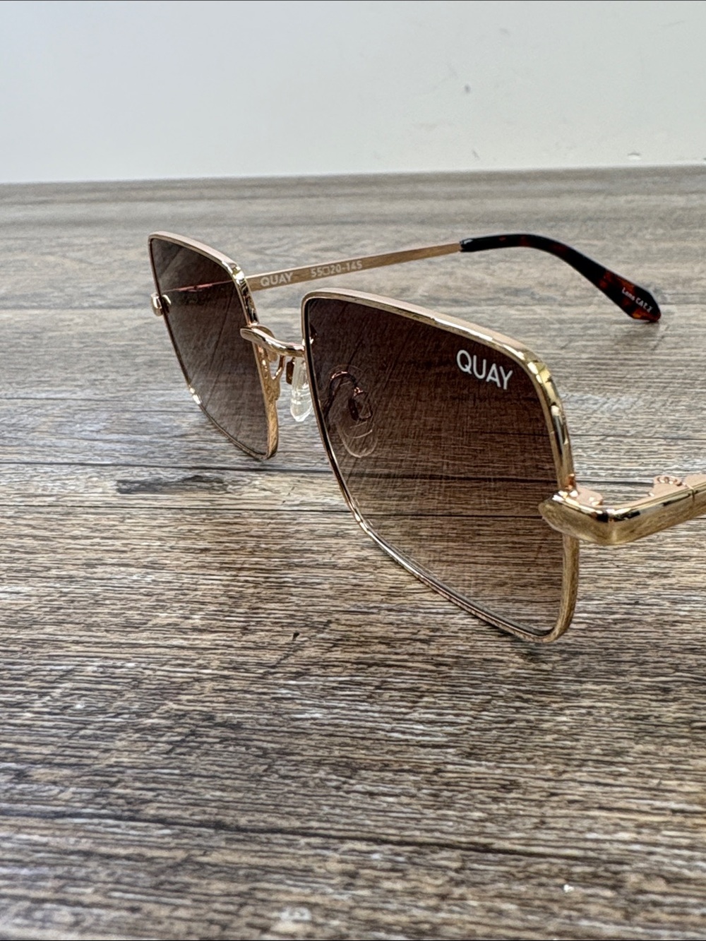 QUAY TTYL 1212 Square Sunglasses Rose Gold Brown Gradient Lens 55mm - Picture 3 of 9